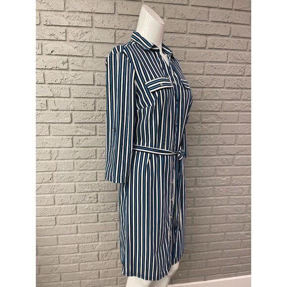 Mlle Gabrielle Striped Stretch Shirt Dress Size S - Picture 5 of 10